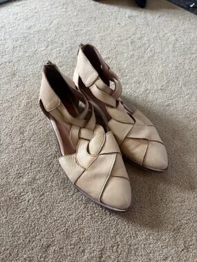 Free People Tan Woven Leather Huarache Ankle Booties